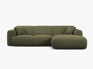 COLTAR MOLINO, 225 CM, PE DREAPTA, VERDE, CU TAPITERIE DIN TEXTIL CHENILLE EDEN, MICADONI