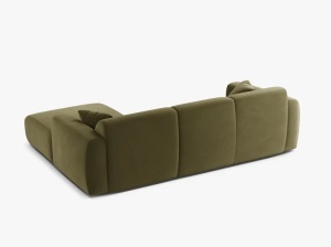 COLTAR MOLINO, 225 CM, PE DREAPTA, VERDE DESCHIS, CU TAPITERIE DIN TEXTIL CATIFEA CASINO, MICADONI - Img 3