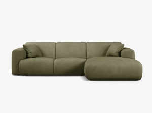 COLTAR MOLINO, 225 CM, PE DREAPTA, VERDE DESCHIS, CU TAPITERIE DIN TEXTIL CHENILLE REBEL, MICADONI