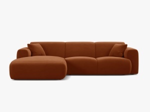 COLTAR MOLINO, 225 CM, PE STANGA, CARAMIZIU, CU TAPITERIE DIN TEXTIL CATIFEA CASINO, MICADONI