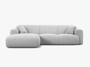 COLTAR MOLINO, 225 CM, PE STANGA, GRI DESCHIS, CU TAPITERIE DIN TEXTIL BOUCLE BALOO, MICADONI