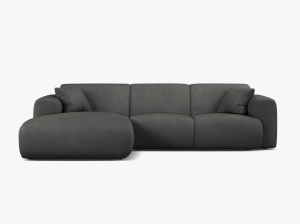 COLTAR MOLINO, 225 CM, PE STANGA, GRI INCHIS, CU TAPITERIE DIN TEXTIL CHENILLE REBEL, MICADONI