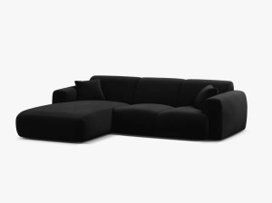 COLTAR MOLINO, 225 CM, PE STANGA, NEGRU, CU TAPITERIE DIN TEXTIL CATIFEA CASINO, MICADONI - Img 2