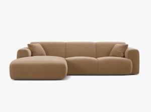 COLTAR MOLINO, 225 CM, PE STANGA, NISIPIU, CU TAPITERIE DIN TEXTIL CATIFEA CASINO, MICADONI