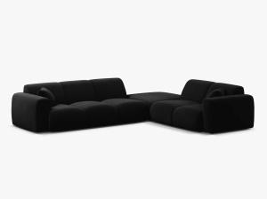 COLTAR MOLINO, 315 CM, PE DREAPTA, NEGRU, CU TAPITERIE DIN TEXTIL CATIFEA VELVET CASINO, MICADONI