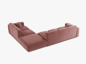 COLTAR MOLINO, 315 CM, PE DREAPTA, ROZ FLAMINGO, CU TAPITERIE DIN TEXTIL CATIFEA VELVET CASINO, MICADONI - Img 3