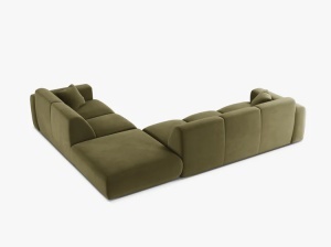 COLTAR MOLINO, 315 CM, PE DREAPTA, VERDE DESCHIS, CU TAPITERIE DIN TEXTIL CATIFEA VELVET CASINO, MICADONI - Img 3