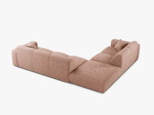 COLTAR MOLINO, 315 CM, PE STANGA, ROZ PUDRA, CU TAPITERIE DIN TEXTIL BOUCLE BALOO, MICADONI - Img 3