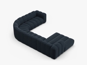 COLTAR PANORAMIC LUPIN, 370, PE DREAPTA, ALBASTRU MARIN, CU TAPITERIE DIN TEXTIL CHENILLE EDEN, MICADONI - Img 4