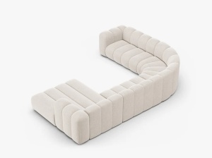 COLTAR PANORAMIC LUPIN, 370, PE DREAPTA, BEJ DESCHIS, CU TAPITERIE DIN TEXTIL CHENILLE EDEN, MICADONI - Img 4