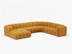 COLTAR PANORAMIC LUPIN, 370, PE DREAPTA, GALBEN, CU TAPITERIE DIN TEXTIL CATIFEA VENUS, MICADONI - Img 2