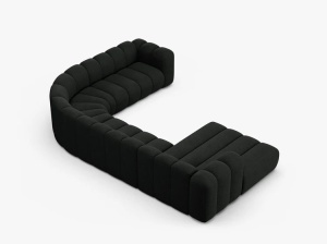 COLTAR PANORAMIC LUPIN, 370, PE DREAPTA, NEGRU, CU TAPITERIE DIN TEXTIL BOUCLE BALOO, MICADONI - Img 4