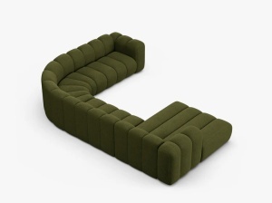 COLTAR PANORAMIC LUPIN, 370, PE DREAPTA, VERDE MASLINIU INCHIS, CU TAPITERIE DIN TEXTIL BOUCLE BALOO, MICADONI - Img 4