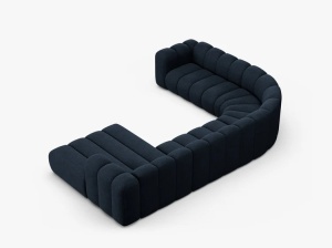 COLTAR PANORAMIC LUPIN, 370, PE STANGA, ALBASTRU INCHIS, CU TAPITERIE DIN TEXTIL BOUCLE BALOO, MICADONI - Img 4