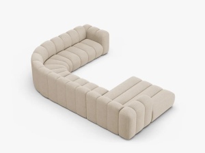 COLTAR PANORAMIC LUPIN, 370, PE STANGA, BEJ, CU TAPITERIE DIN TEXTIL BOUCLE BALOO, MICADONI - Img 4