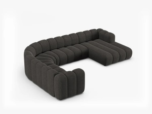 COLTAR PANORAMIC LUPIN, 370, PE STANGA, GRI INCHIS, CU TAPITERIE DIN TEXTIL CHENILLE EDEN, MICADONI - Img 3
