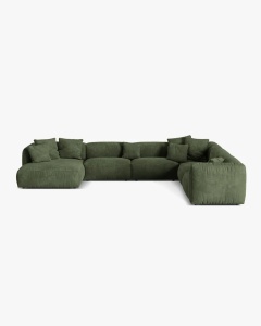 COLTAR PANORAMIC MARTINA, 160X106 CM, PE DREAPTA, VERDE, TAPITAT CU TAPITERIE DIN TEXTIL CATIFEA VOGUE, MICADONI