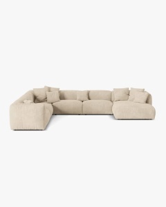COLTAR PANORAMIC MARTINA, 160X106 CM, PE STANGA, BEJ DESCHIS, TAPITAT CU TAPITERIE DIN TEXTIL CATIFEA VOGUE, MICADONI