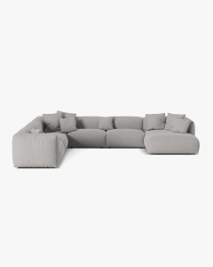 COLTAR PANORAMIC MARTINA, 160X106 CM, PE STANGA, GRI DESCHIS, TAPITAT CU TAPITERIE DIN TEXTIL STRUCTURAT BOSTON, MICADONI