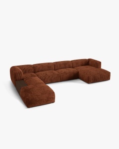 COLTAR PANORAMIC MARTINA, CARAMIZIU, 406 CM, STANGA, CU TAPITERIE DIN TEXTIL CORDOI TILIA, MICADONI - Img 2