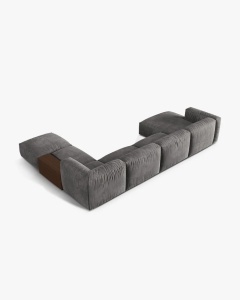 COLTAR PANORAMIC MARTINA, GRI, 406 CM, DREAPTA, CU TAPITERIE DIN TEXTIL CATIFEA VOGUE, MICADONI - Img 3