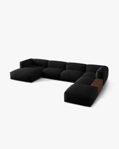 COLTAR PANORAMIC MARTINA, NEGRU, 406 CM, DREAPTA, CU TAPITERIE DIN TEXTIL STRACTURAT BOSTON, MICADONI - Img 2