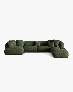 COLTAR PANORAMIC MARTINA, VERDE, 406 CM, DREAPTA, CU TAPITERIE DIN TEXTIL CATIFEA VOGUE, MICADONI