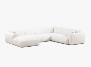 COLTAR PANORAMIC MOLINO, PE DREAPTA, ALB, 326 CM, , CU TAPITERIE DIN TEXTIL BOUCLE BALOO, MICADONI