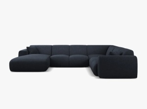 COLTAR PANORAMIC MOLINO, PE DREAPTA, ALBASTRU MARIN, 326 CM, , CU TAPITERIE DIN TEXTIL CHENILLE EDEN, MICADONI - Img 2