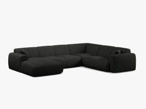 COLTAR PANORAMIC MOLINO, PE DREAPTA, NEGRU, 326 CM, , CU TAPITERIE DIN TEXTIL BOUCLE BALOO, MICADONI