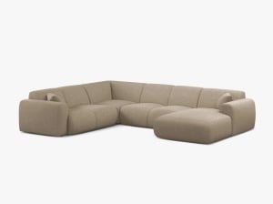 COLTAR PANORAMIC MOLINO, PE STANGA, BEJ INCHIS, 326 CM, , CU TAPITERIE DIN TEXTIL CHENILLE EDEN, MICADONI