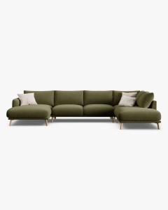 COLTAR PANORAMIC NAOMI, PE DREAPTA, VERDE, 235X265 CM, TAPITAT CU TAPITERIE DIN TEXTIL CATIFEA SALVADOR, MICADONI