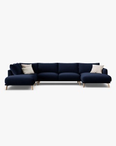 COLTAR PANORAMIC NAOMI, PE STANGA, ALBASTRU ROYAL, 235X265 CM, TAPITAT CU TAPITERIE DIN TEXTIL CATIFEA SALVADOR, MICADONI