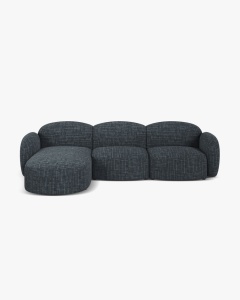 COLTAR PE DREAPTA, BLAIR, 274X 95, MELANJ ALBASTRU, CU TAPITERIE DIN TEXTIL STRUCTURAT BALTIMORE, MICADONI