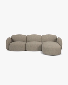 COLTAR PE DREAPTA, BLAIR, 274X 95, MELANJ GRI-MARO, CU TAPITERIE DIN TEXTIL STRUCTURAT BALTIMORE, MICADONI