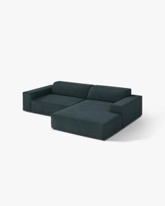 COLTAR PE DREAPTA, CU 3 LOCURI JODIE, 224X162 CM, ADANCIME SCAUN 62 CM, PETROL INCHIS, TAPITAT CU TAPITERIE DIN TEXTIL STRUCTURAT LIBERTY, MICADONI - Img 2
