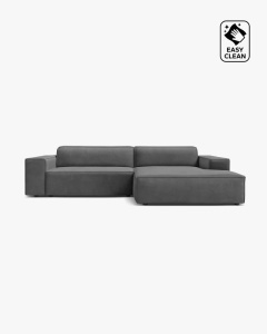 COLTAR PE DREAPTA, CU 3 LOCURI JODIE, 224X162 CM, ADANCIME SCAUN 62 CM, GRI, TAPITAT CU TAPITERIE DIN TEXTIL CATIFEA VENUS, MICADONI