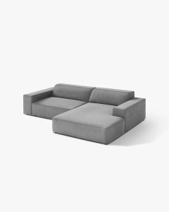 COLTAR PE DREAPTA, CU 3 LOCURI JODIE, 224X162 CM, ADANCIME SCAUN 62 CM, GRI DESCHIS, TAPITAT CU TAPITERIE DIN TEXTIL CATIFEA VENUS, MICADONI - Img 2
