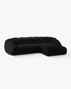 COLTAR PE DREAPTA DIANA, NEGRU, 334X182 CM, TAPITAT CU TAPITERIE DIN TEXTIL 3D SONIC, MICADONI