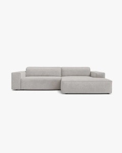 COLTAR PE DREAPTA JODIE, CU 3 LOCURI, 224X162 CM, ADANCIME SCAUN 62 CM, GRI DESCHIS, TAPITAT CU TAPITERIE DIN TEXTIL STRUCTURAT LIBERTY, MICADONI