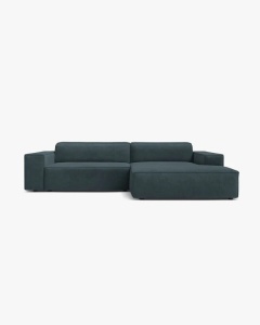 COLTAR PE DREAPTA JODIE, CU 3 LOCURI, 224X162 CM, ADANCIME SCAUN 62 CM, PETROL INCHIS, TAPITAT CU TAPITERIE DIN TEXTIL STRUCTURAT LIBERTY, MICADONI