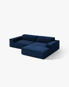 COLTAR PE DREAPTA JODIE, CU 3 LOCURI, 224X162 CM, ADANCIME SCAUN 62 CM, ALBASTRU ROYAL, TAPITAT CU TAPITERIE DIN TEXTIL CATIFEA BLUVEL MICADONI - Img 2