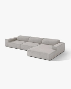 COLTAR PE DREAPTA JODIE, CU 4 LOCURI, 284X162 CM, ADANCIME SCAUN 62 CM, GRI DESCHIS, TAPITAT CU TAPITERIE DIN TEXTIL STRUCTURAT LIBERTY, MICADONI - Img 2