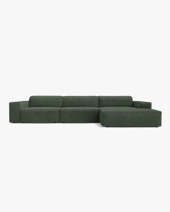 COLTAR PE DREAPTA JODIE, CU 4 LOCURI, 284X162 CM, ADANCIME SCAUN 62 CM, VERDE MUSCHI, TAPITAT CU TAPITERIE DIN TEXTIL STRUCTURAT LIBERTY, MICADONI