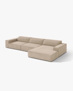 COLTAR PE DREAPTA JODIE, CU 4 LOCURI, 284X162 CM, ADANCIME SCAUN 62 CM, BEJ, TAPITAT CU TAPITERIE DIN TEXTIL CATIFEA VENUS, MICADONI - Img 2