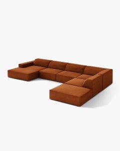 COLTAR PE DREAPTA JODIE, CU 7 LOCURI, 361X258 CM, ADANCIME SCAUN 62 CM, CARAMIZIU, TAPITAT CU TAPITERIE DIN TEXTIL CATIFEA VENUS, MICADONI - Img 3