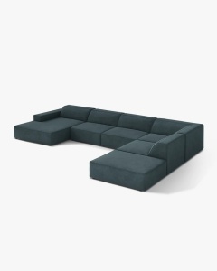 COLTAR PE DREAPTA JODIE, CU 7 LOCURI, 361X258 CM, ADANCIME SCAUN 62 CM, PETROL INCHIS, TAPITAT CU TAPITERIE DIN TEXTIL STRUCTURAT LIBERTY, MICADONI - Img 3