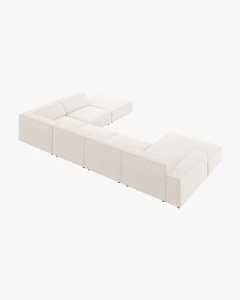 COLTAR PE DREAPTA JODIE, CU 7 LOCURI, 361X258 CM, ADANCIME SCAUN 62 CM, BEJ DESCHIS, TAPITAT CU TAPITERIE DIN TEXTIL STRUCTURAT MEGAN, MICADONI - Img 3