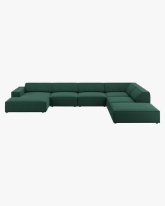 COLTAR PE DREAPTA JODIE, CU 7 LOCURI, 361X258 CM, ADANCIME SCAUN 62 CM, VERDE, TAPITAT CU TAPITERIE DIN TEXTIL STRUCTURAT MEGAN, MICADONI