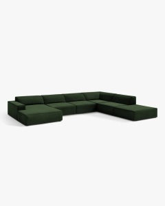 COLTAR PE DREAPTA JODIE, CU 7 LOCURI, 361X258 CM, ADANCIME SCAUN 62 CM, VERDE SMARALD, TAPITAT CU TAPITERIE DIN TEXTIL CATIFEA VENUS, MICADONI - Img 2
